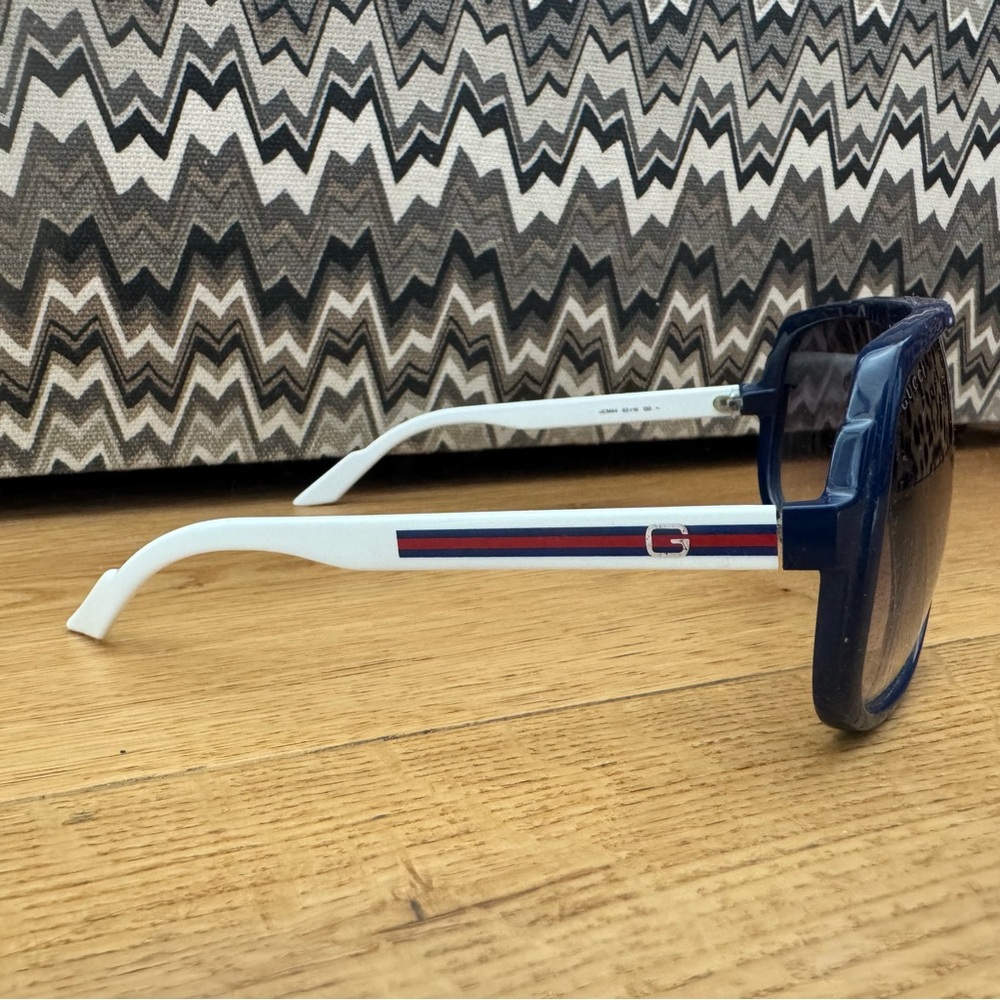 Gucci GG1622S HCM44 Blue White Sporty Aviator Sunglasses Authentic - Picture 4 of 10